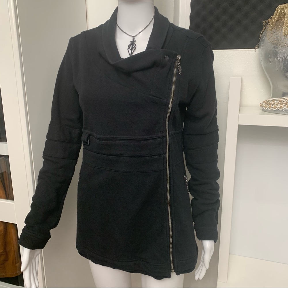 Nomads Hemp Wear Jacket Womens Medium Black Organic Cotton Asymmetrical Zip Moto